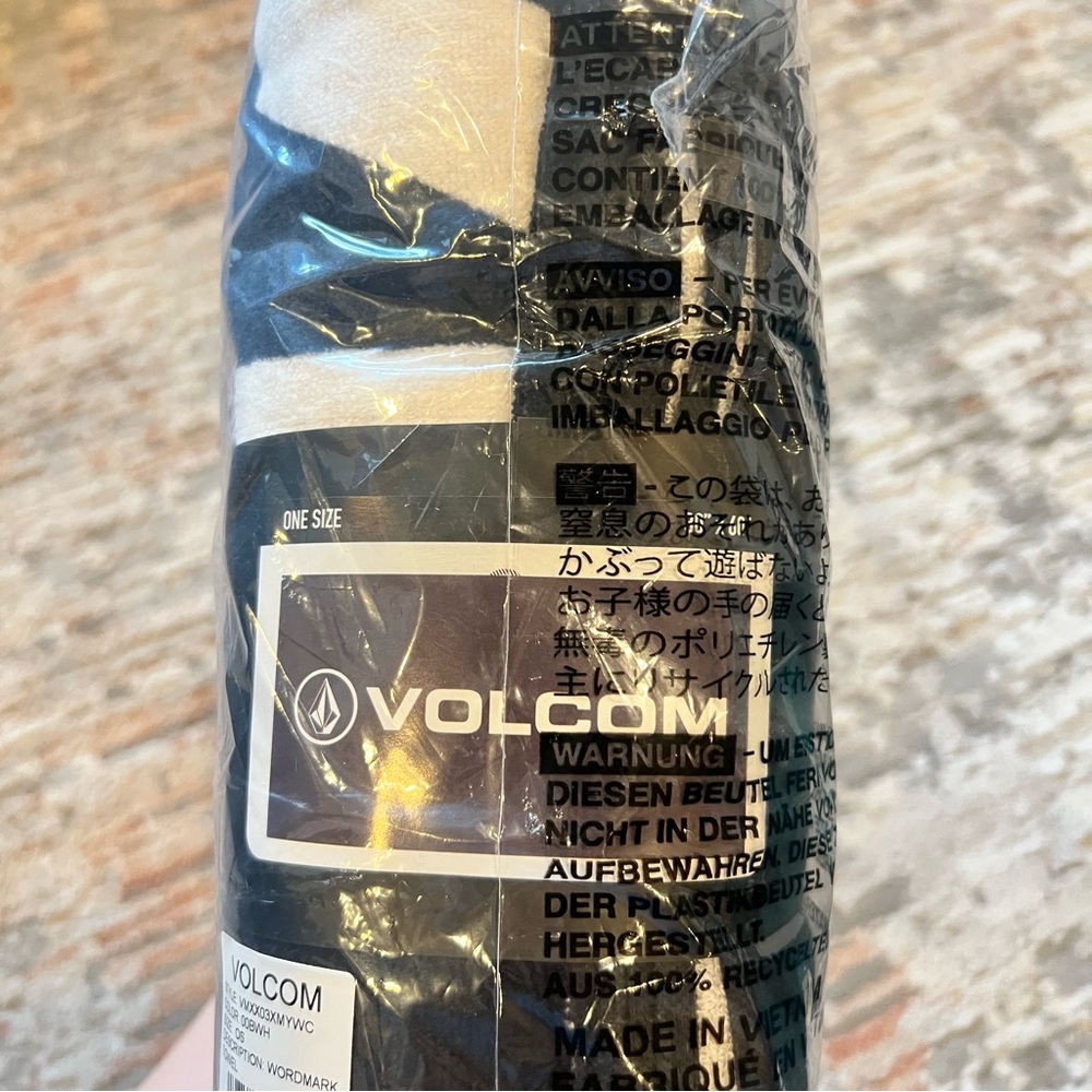 Volcom Black and White Wordmark Beach Towel